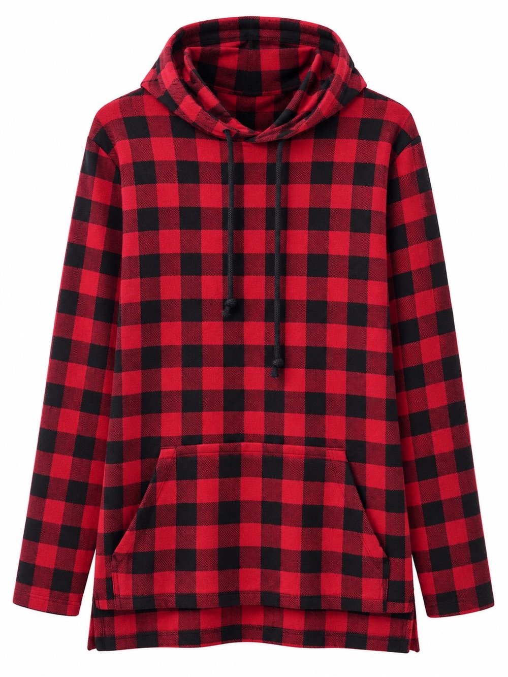 Red and Black Buffalo Plaid Hoodie Sweater - Men